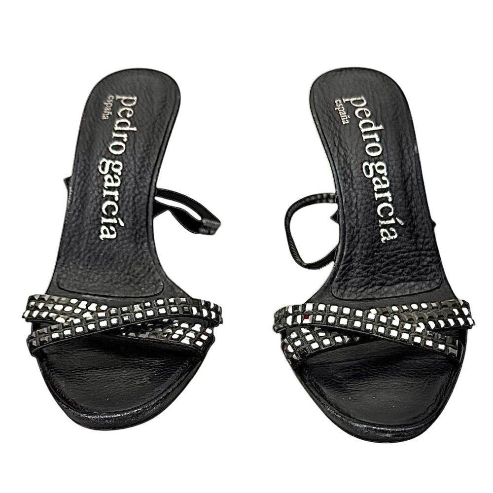 Pedro Garcia Black Studded Leather Stiletto Heel Sandals Women’s US 6.5 EU 36.5 - Picture 9 of 10
